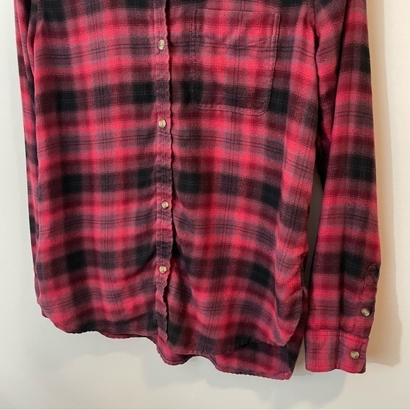 American Eagle Plaid Flannel Shirt Sm Red Boyfriend Fit Amazingly Soft Longline - Picture 4 of 12
